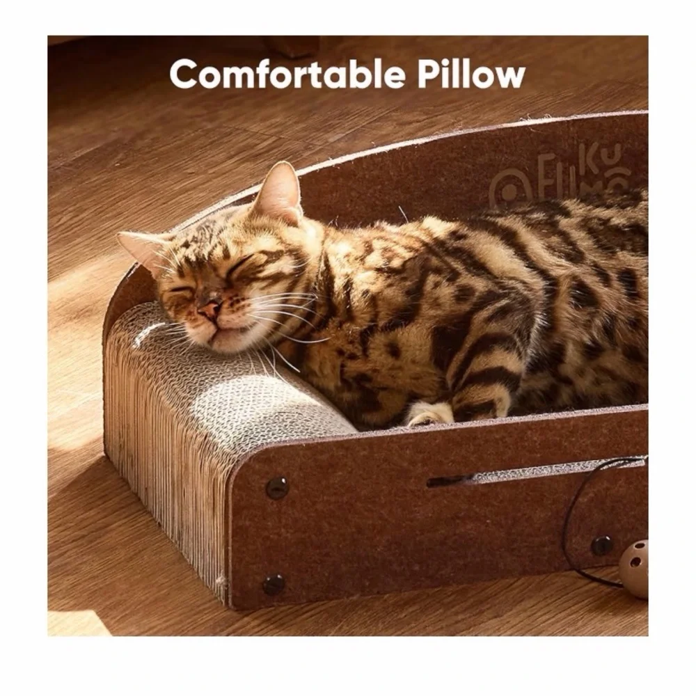 Large Cat Scratcher Bed Cardboard Lounge Lounger Indoor Pet Scratching Bed 26”